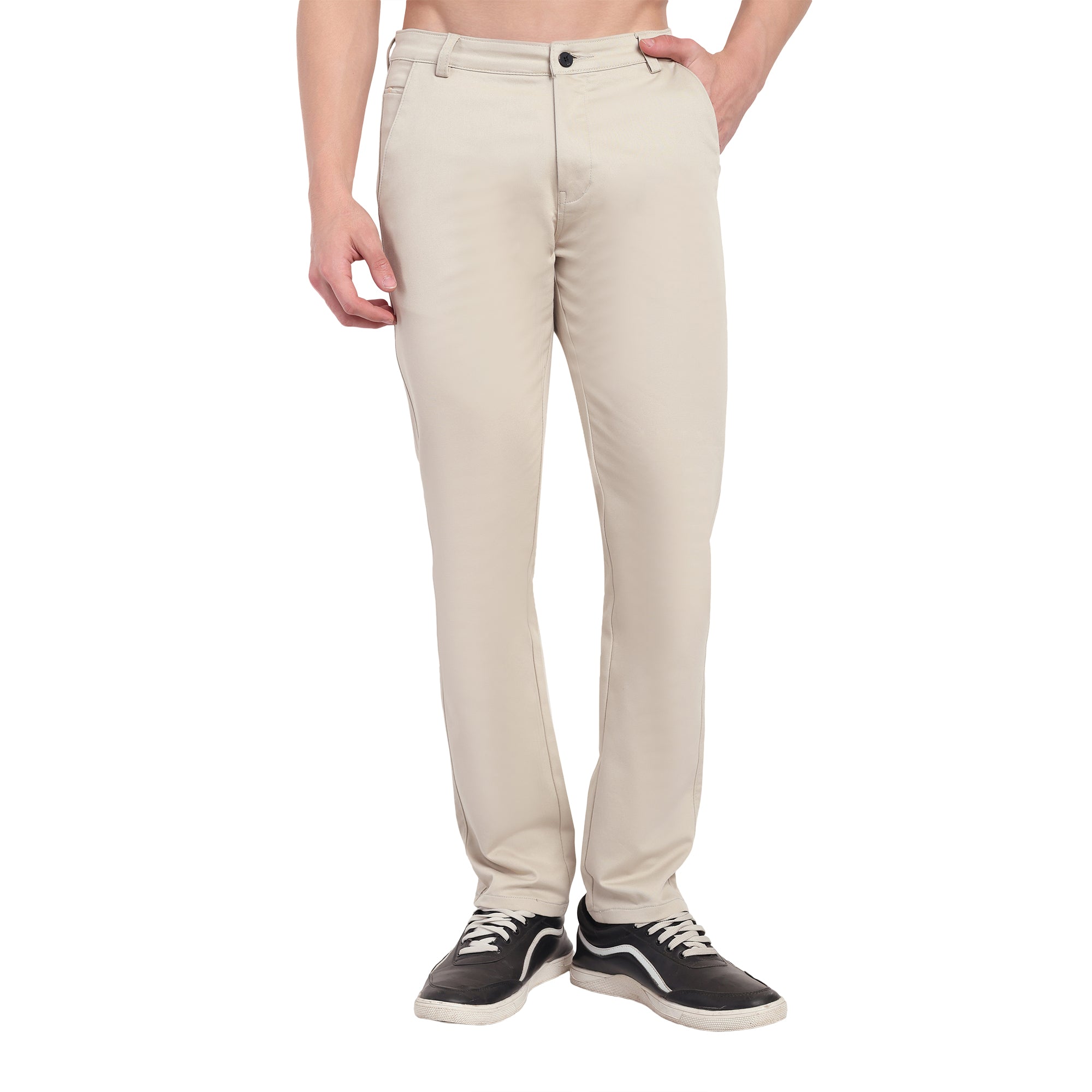 CHEMISTREE Men's Cotton Chinos Pants | 100% Safe Dye | Slim Fit Casual & Office Wear Trousers Bottle Green