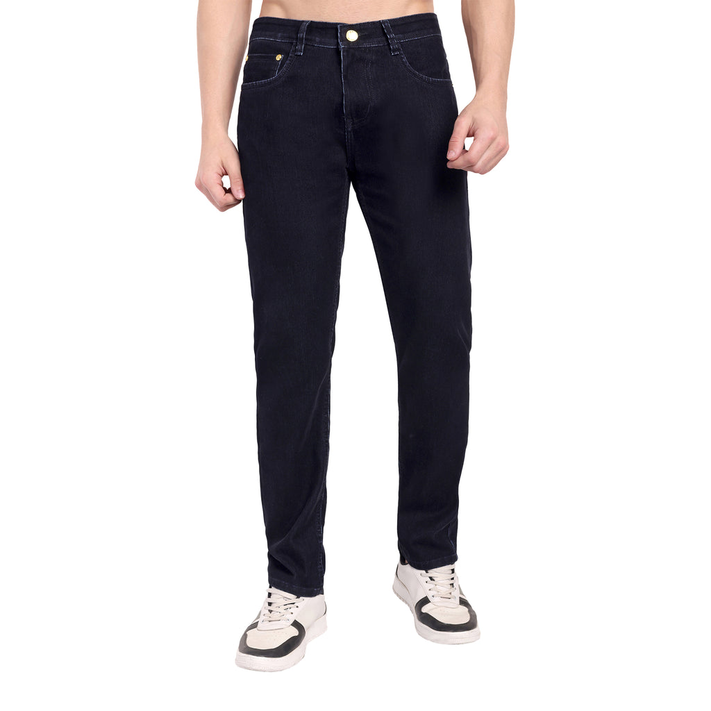 CHEMISTREE Men's Velvet Corduroy Denim Jeans | Premium Fabric | Straight Weave Slim Fit Blue
