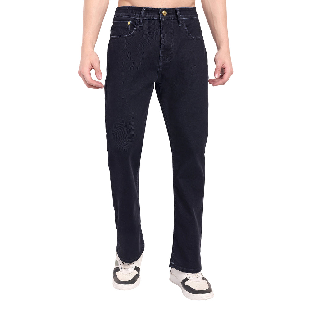 CHEMISTREE Velvet Corduroy Denim Jeans for Men | Premium Fabric | Diagonal Weave | Bootcut Blue-Black