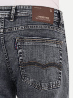 CJ-55790-1-28 || Grey-Black Men's Pant Stretchable, mid rise, clean look, 5 pockets, regular length, straight fit