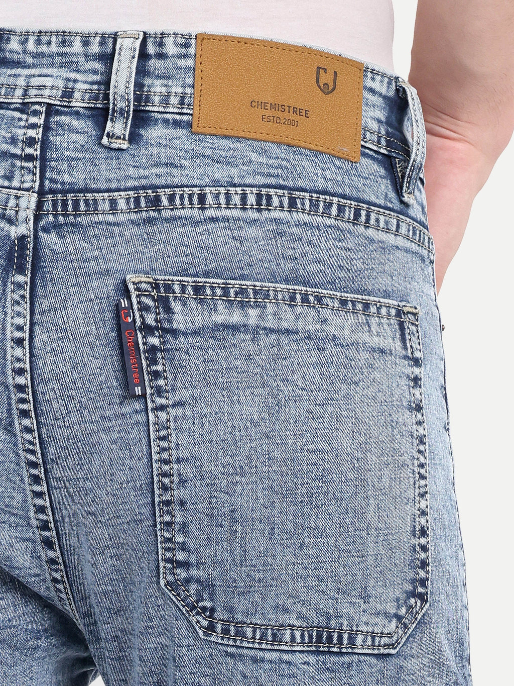 Ice Blue Denim Cargos for Men | Straight Fit