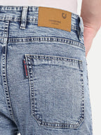 Ice Blue Denim Cargos for Men | Straight Fit