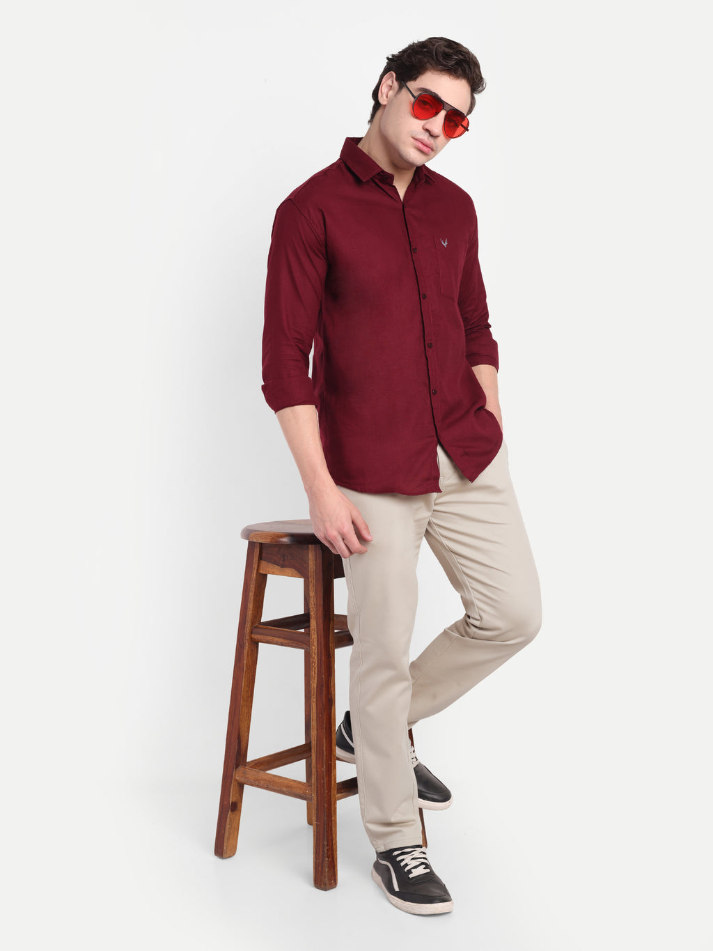 CHEMISTREE Men's Cotton Chinos Pants | 100% Safe Dye | Slim Fit Casual & Office Wear Trousers Bottle Green