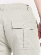 Men’s White Utility Cargo Pants with Drawstring Waist