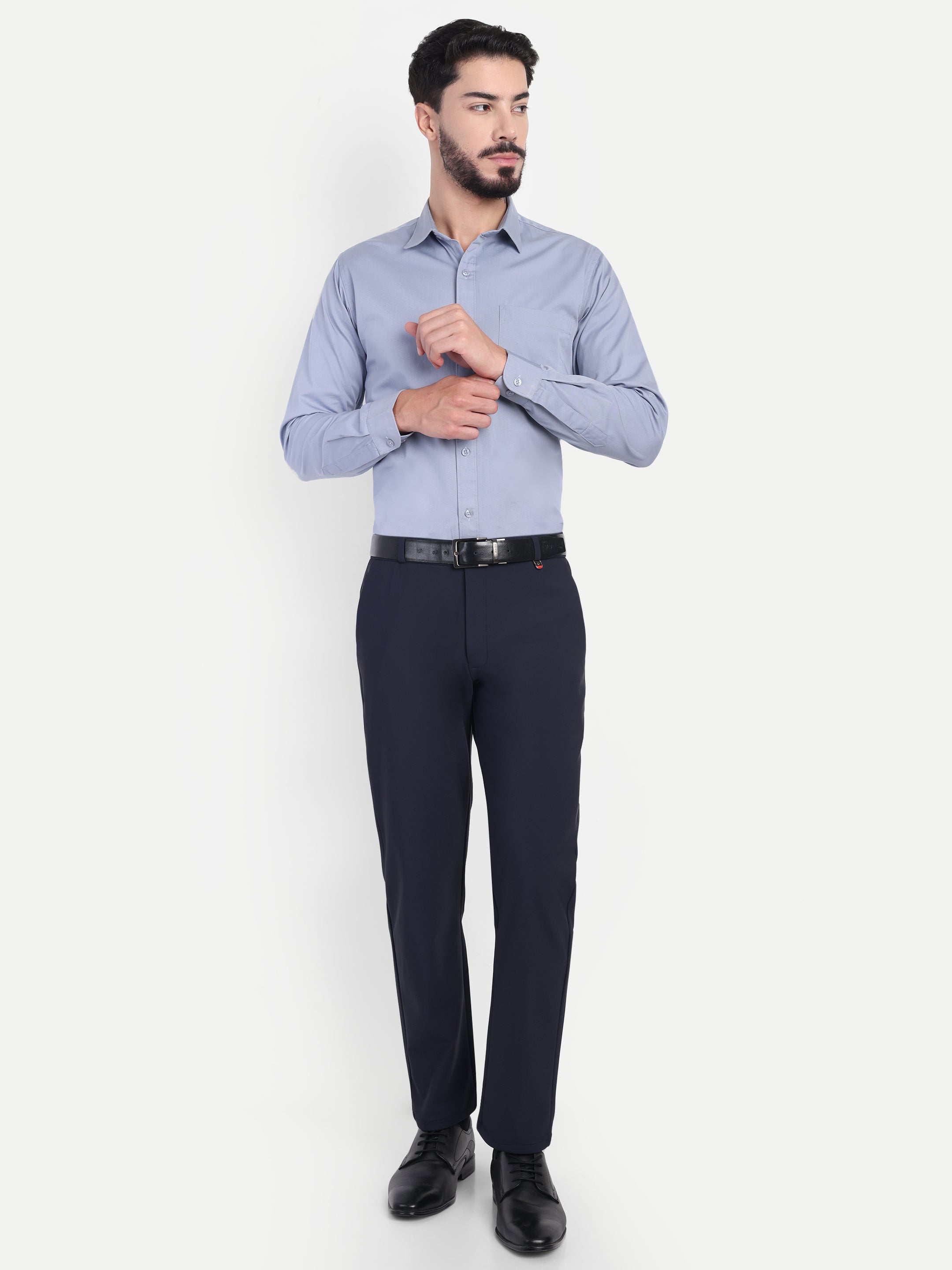 Navy Blue Men's 4-way trousers | party wear & Office Wear