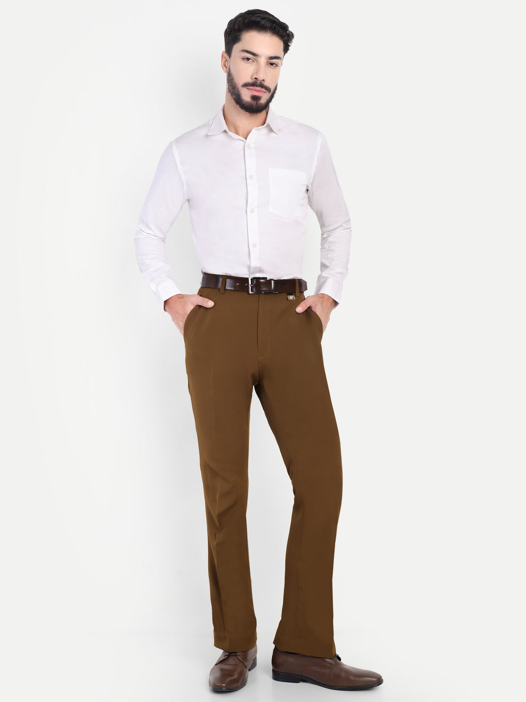 Earth Brown Men's Formal Bootcut trousers | Office Wear & Party Wear