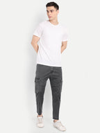 Grey-Black Men's denim cargo | Carrot Fit