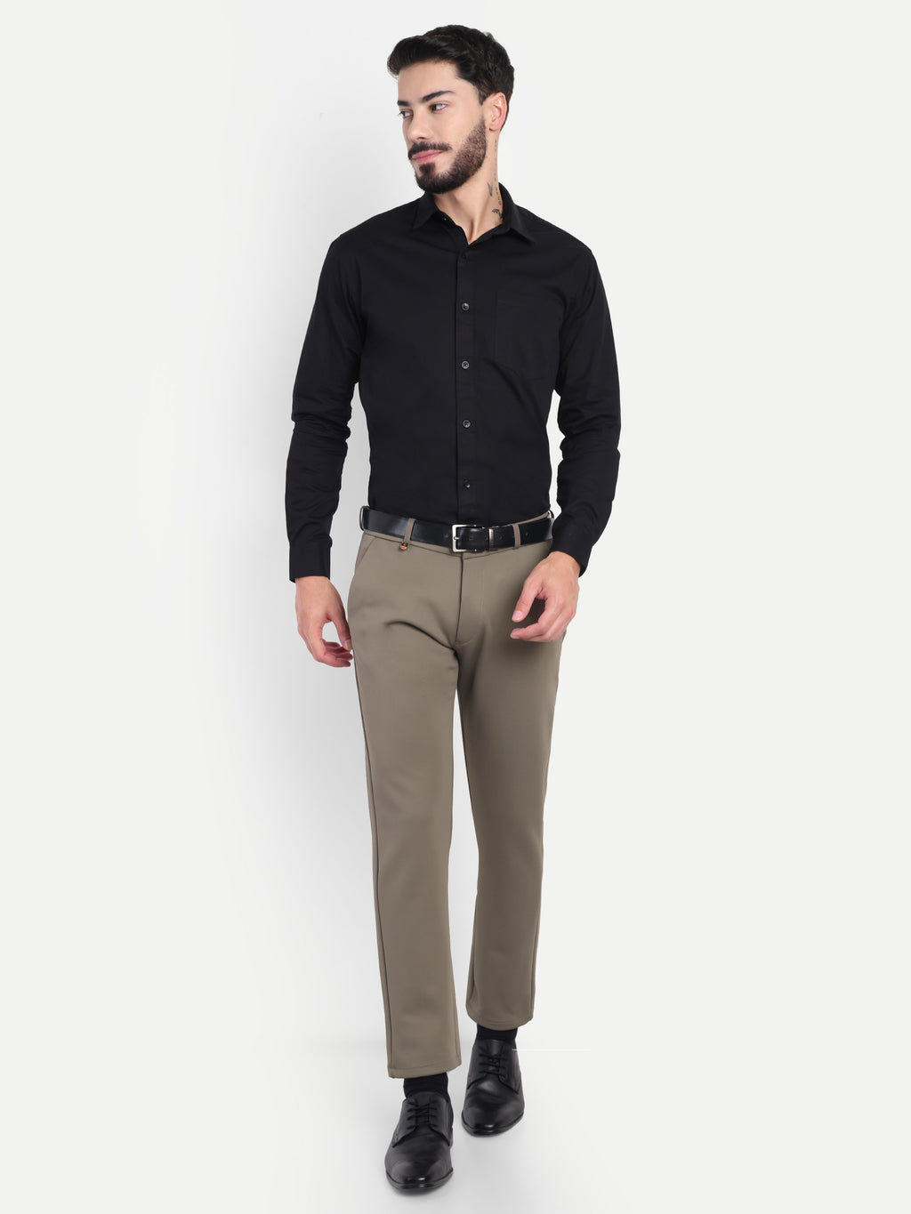 Men’s 4-way Taupe coloured Trousers | Office and Party wear