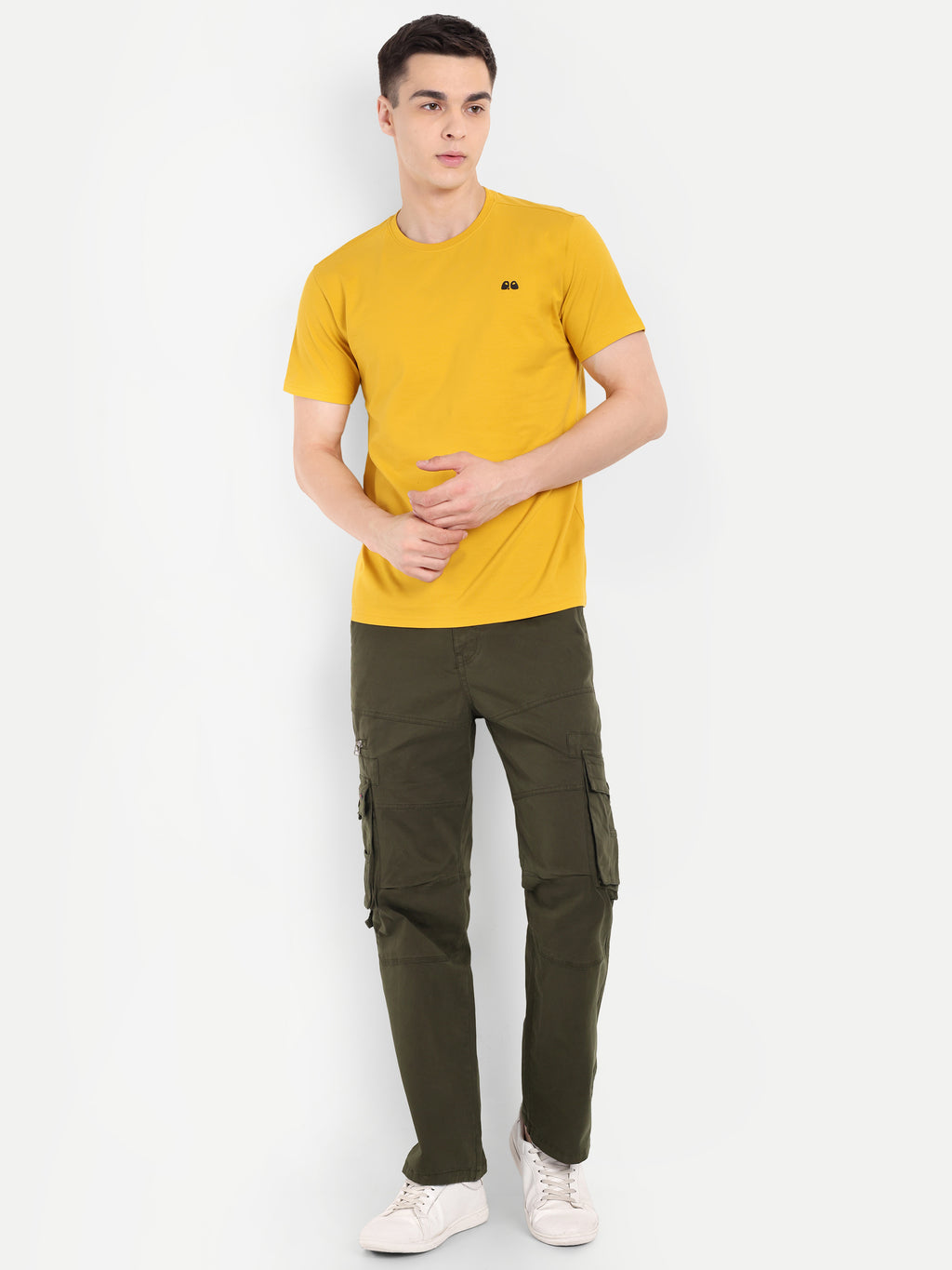 Olive Green straight fit cargo for men | High GSM