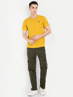 Olive Green straight fit cargo for men | High GSM
