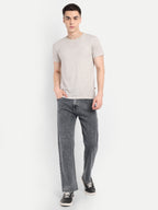 CJ-55790-1-28 || Grey-Black Men's Pant Stretchable, mid rise, clean look, 5 pockets, regular length, straight fit