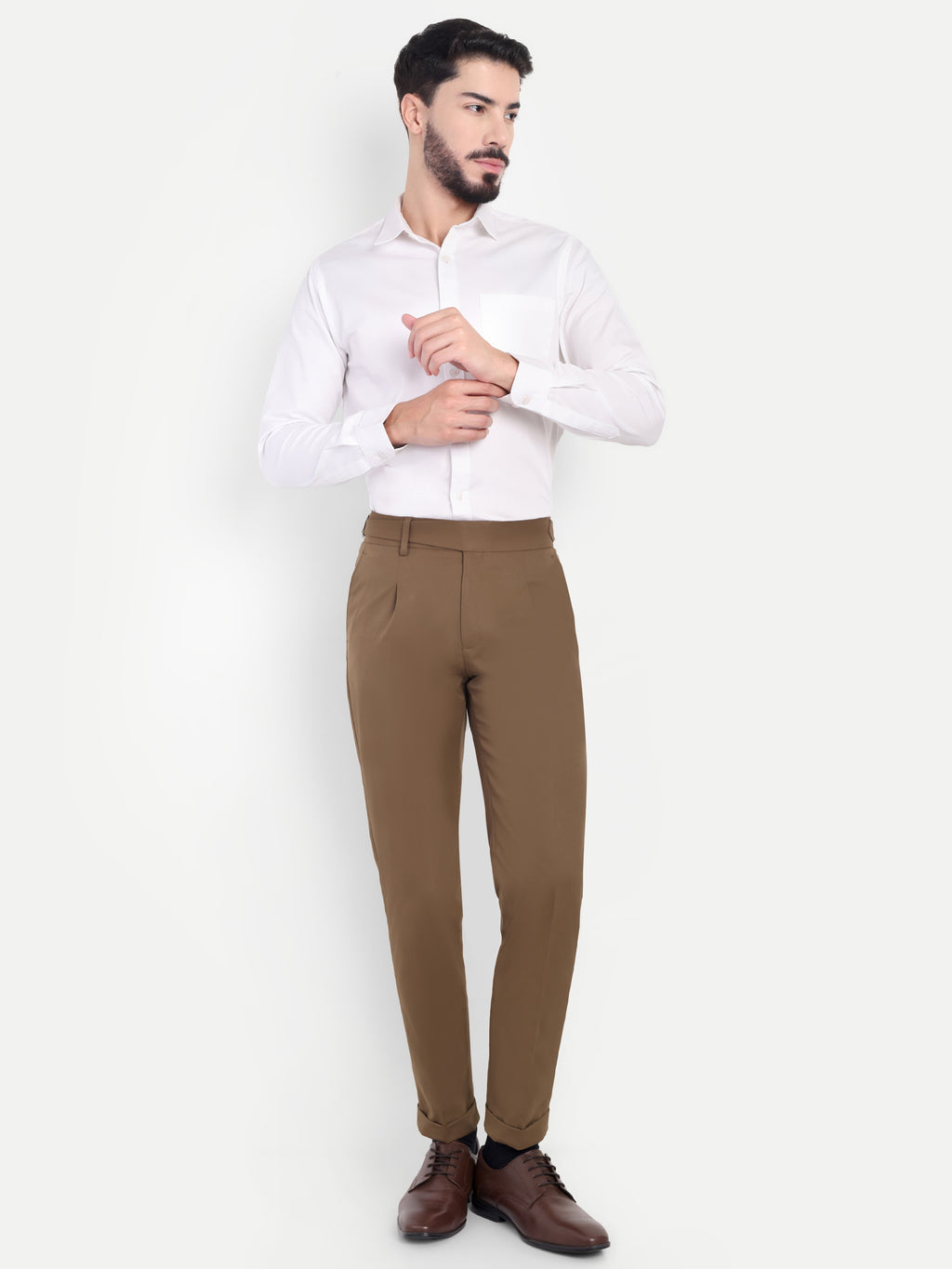 Earth Brown Men's Gurkha trousers| Office & Party Wear | Carrot Fit