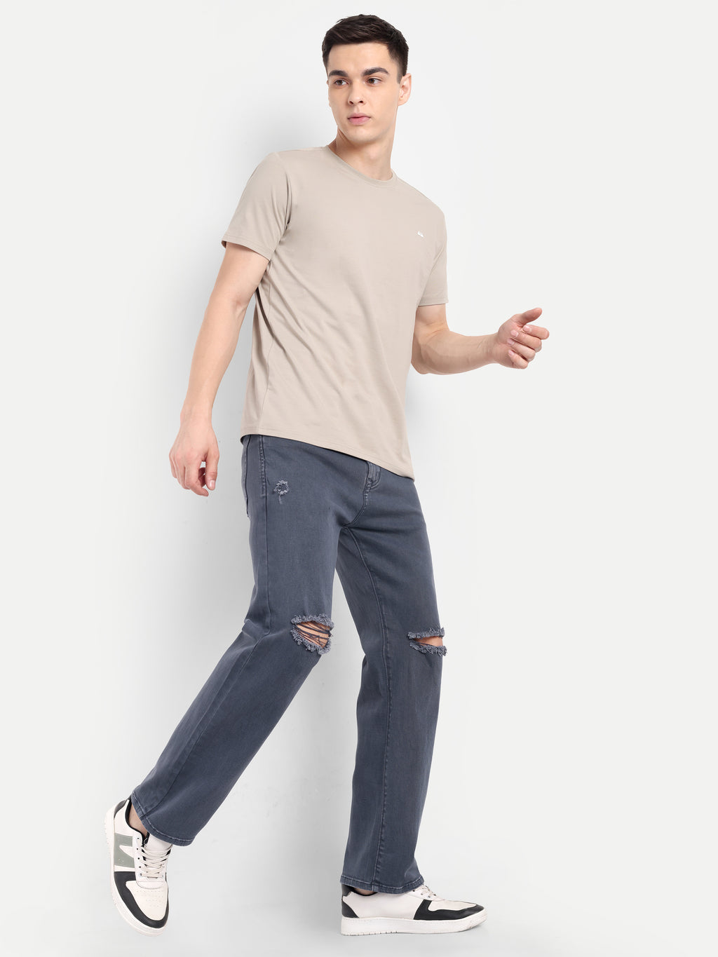 Straight Fit Denim jeans for men | Slate Blue | Knee Slit