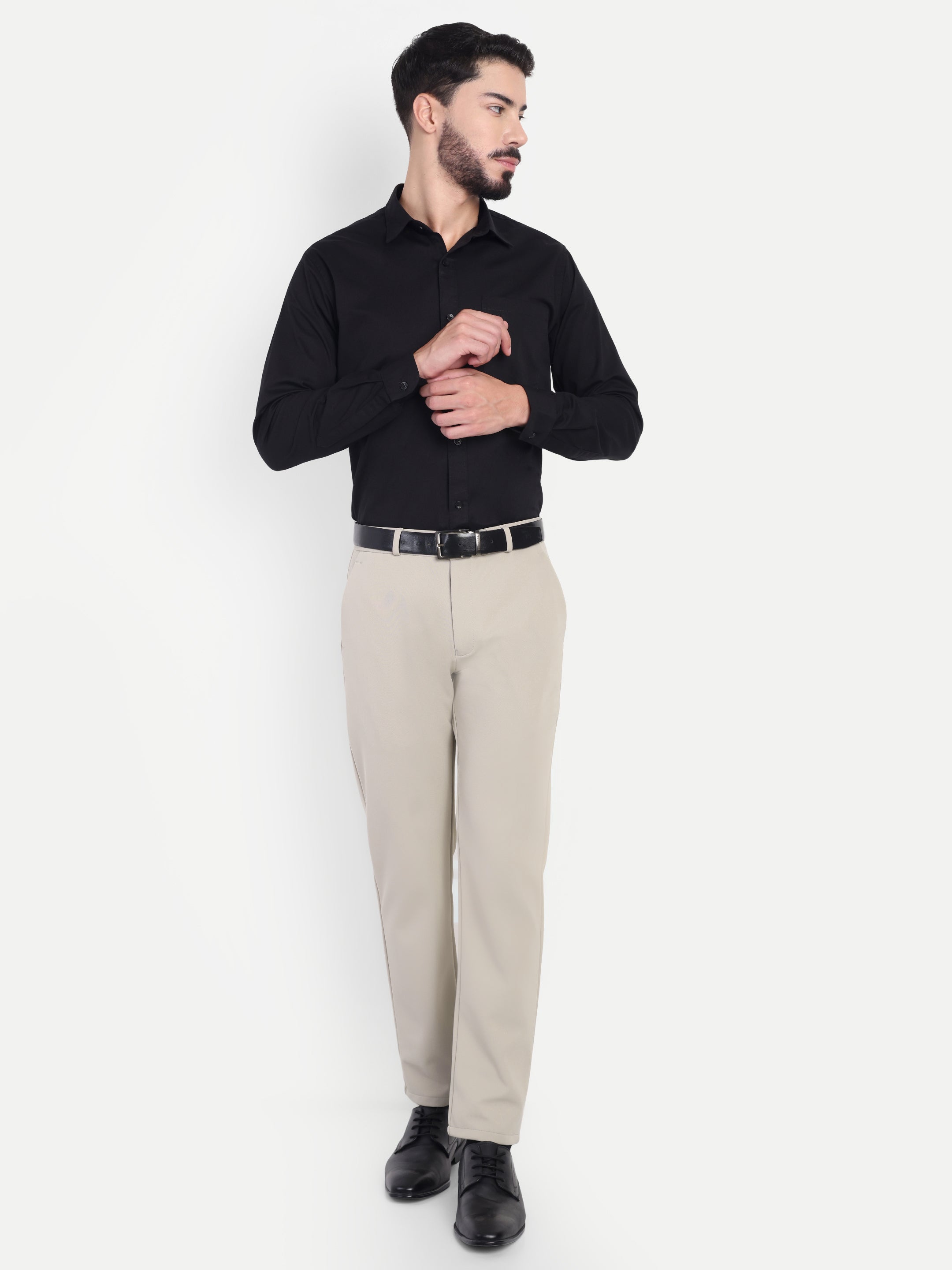 Light Beige Men's 4-way trousers | party wear & Office Wear