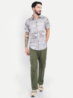 Men’s Olive Green Utility Cargo Pants with Drawstring Waist