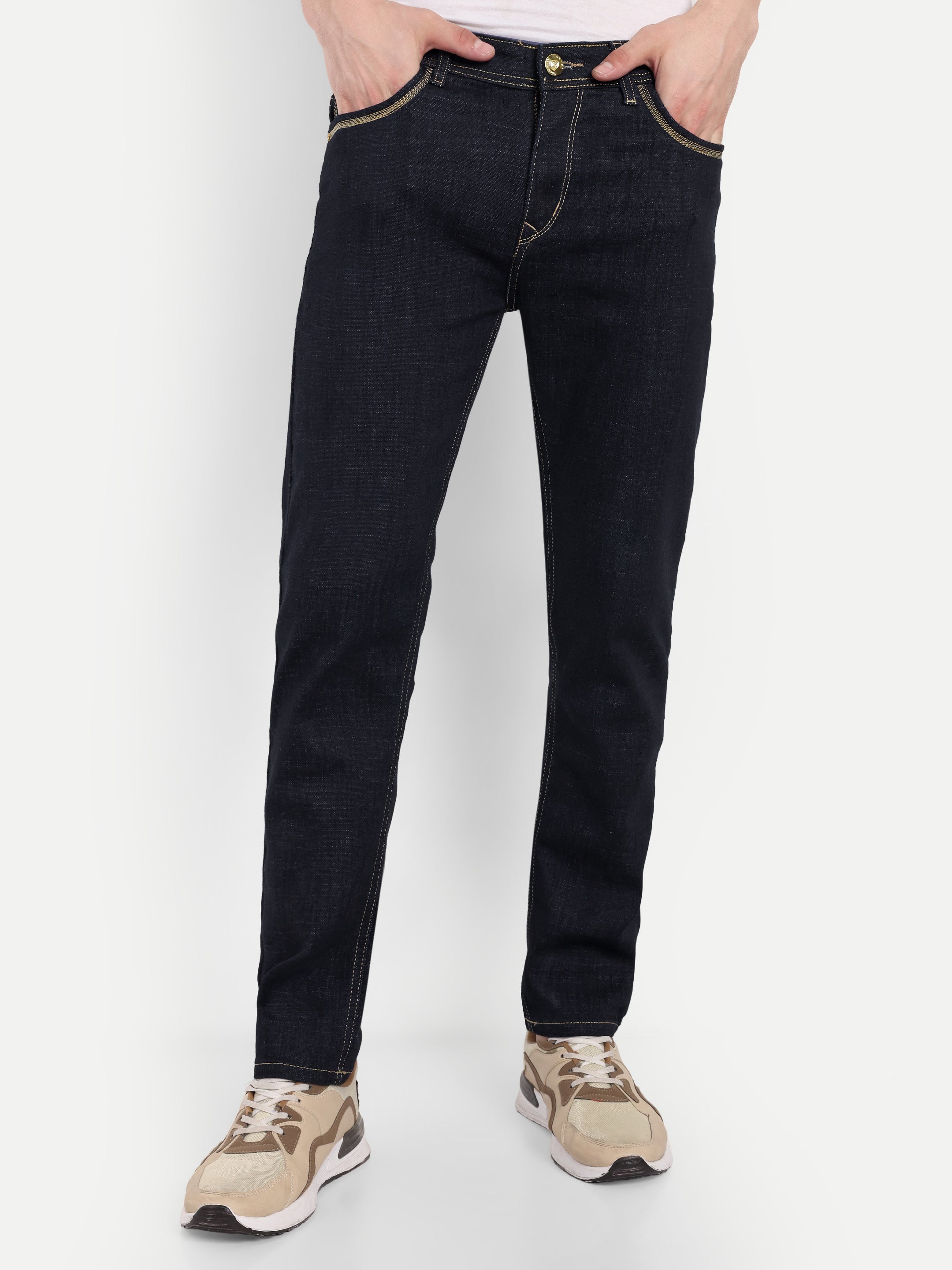 Blue Black Men's  Stretchable  Pant