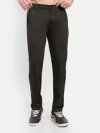 CHEMISTREE Men's Cotton Chinos Pants | 100% Safe Dye | Slim Fit Casual & Office Wear Trousers Bottle Green