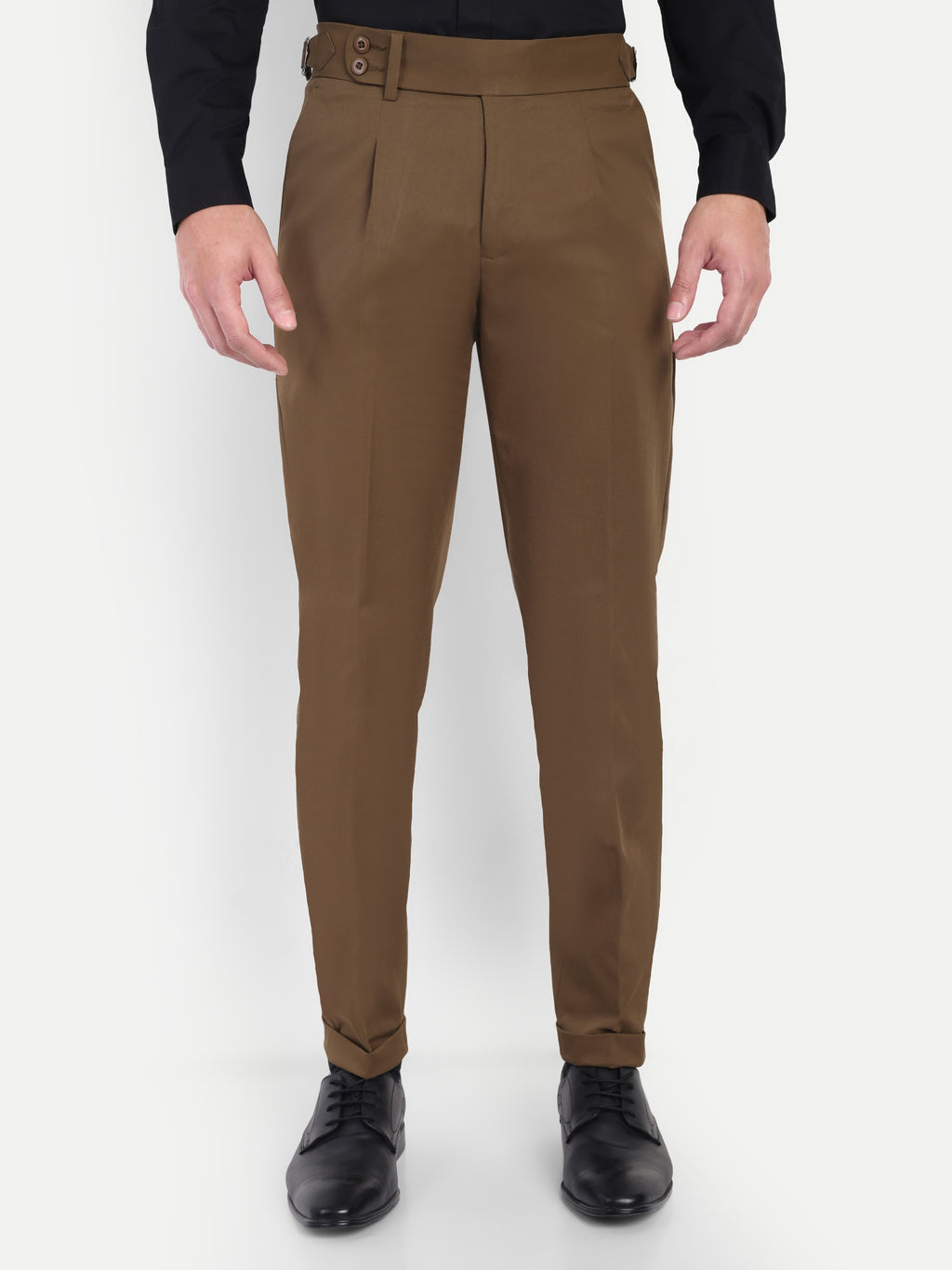 Earth Brown Men's Gurkha trousers | Office & Party Wear | Carrot Fit