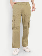 Khaki straight fit cargo for men | High GSM