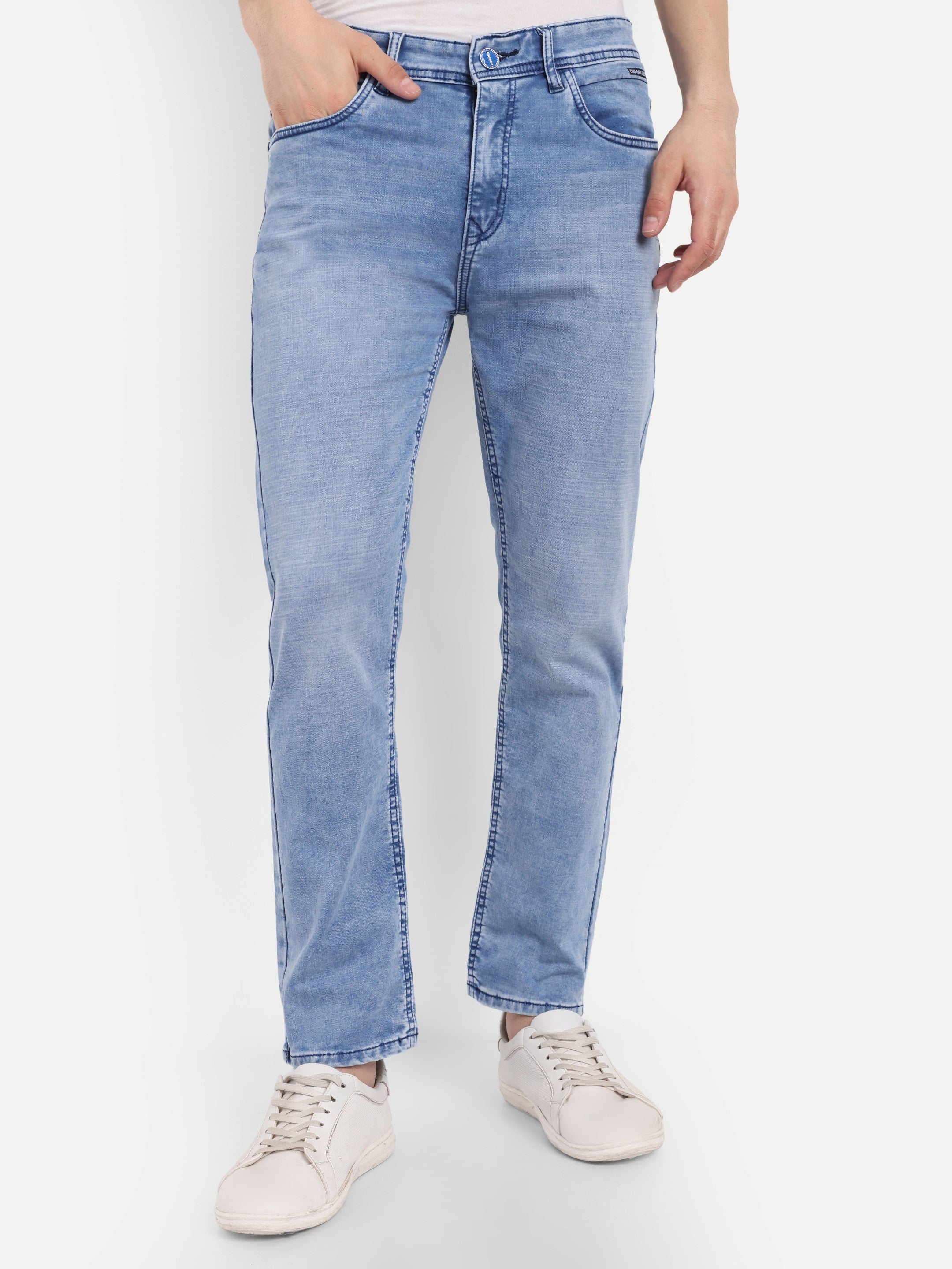 Sky Blue Men's  Stretchable  Pant