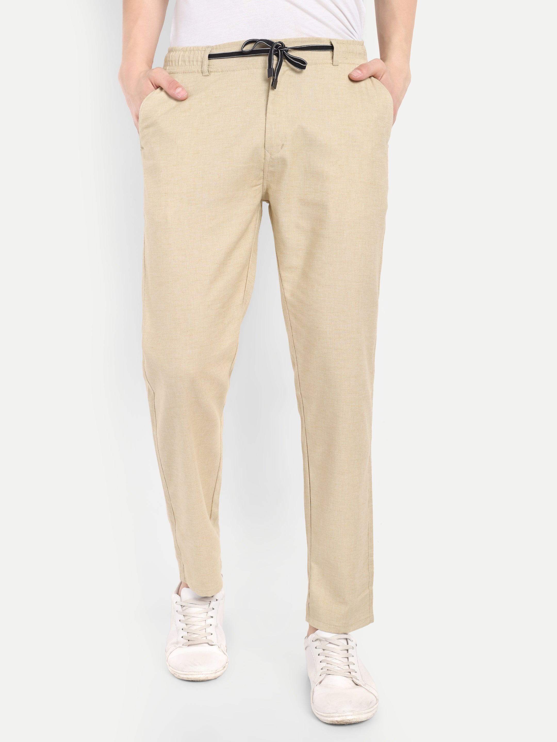 Beige Pant original linen, lightweight, stretchable, 100% safe dye, 6 pockets, clean look