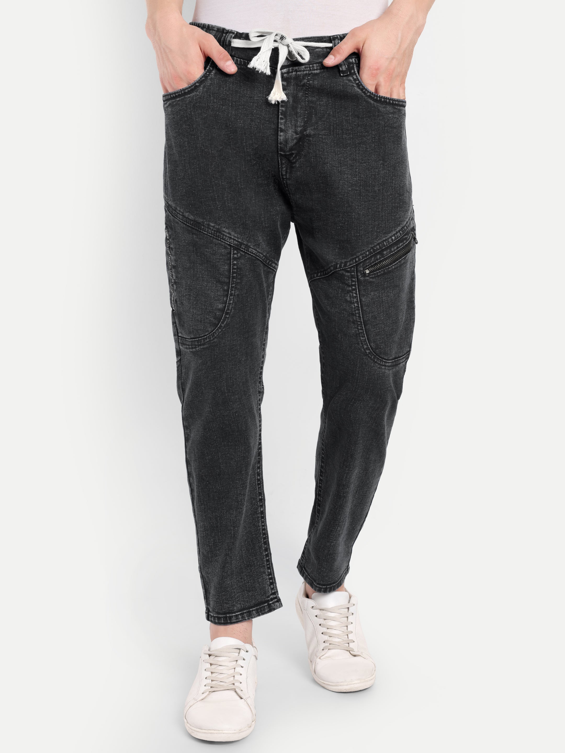 Charcoal Black Men's Surgical Jean | Carrot Fit | 5 pockets + Zipper