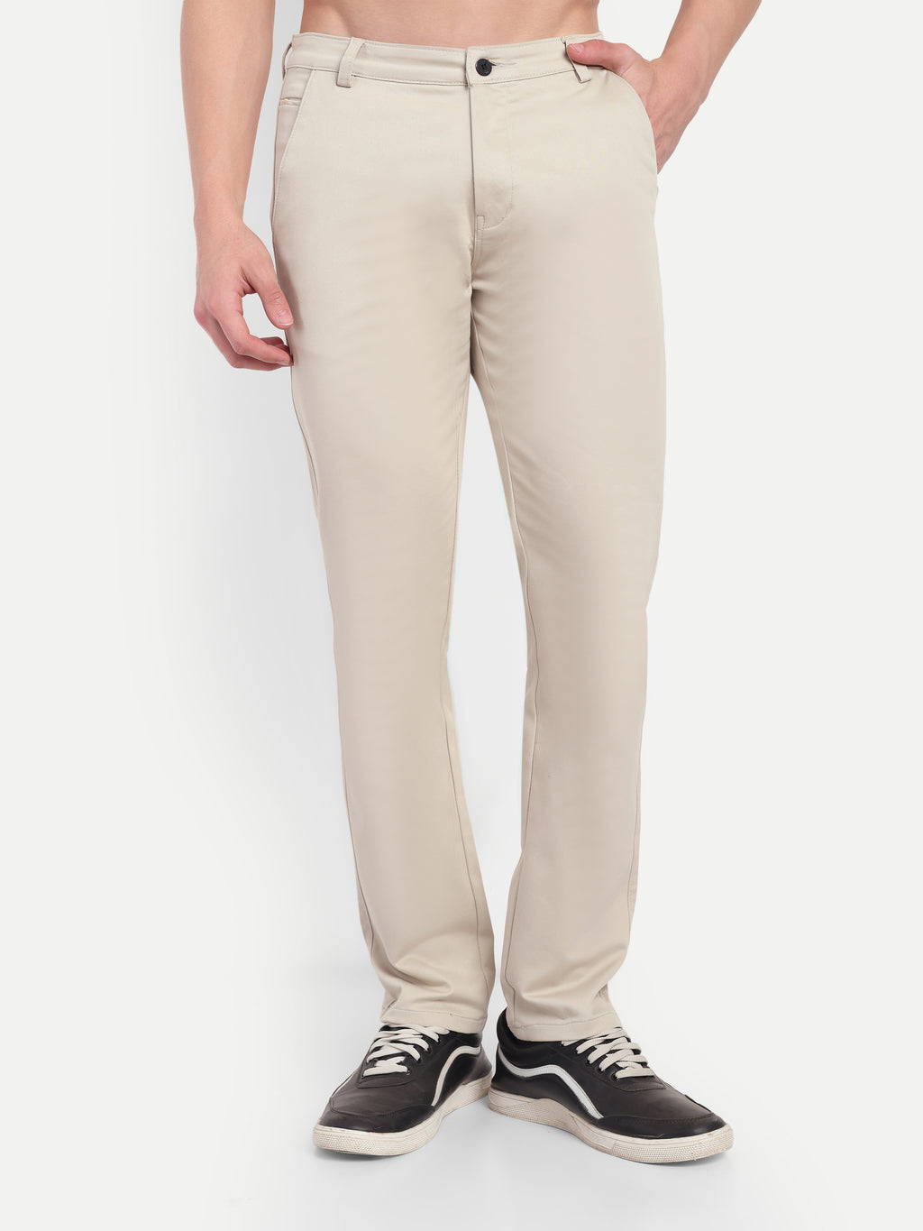 CHEMISTREE Men's Cotton Chinos Pants | 100% Safe Dye | Slim Fit Casual & Office Wear Trousers Bottle Green