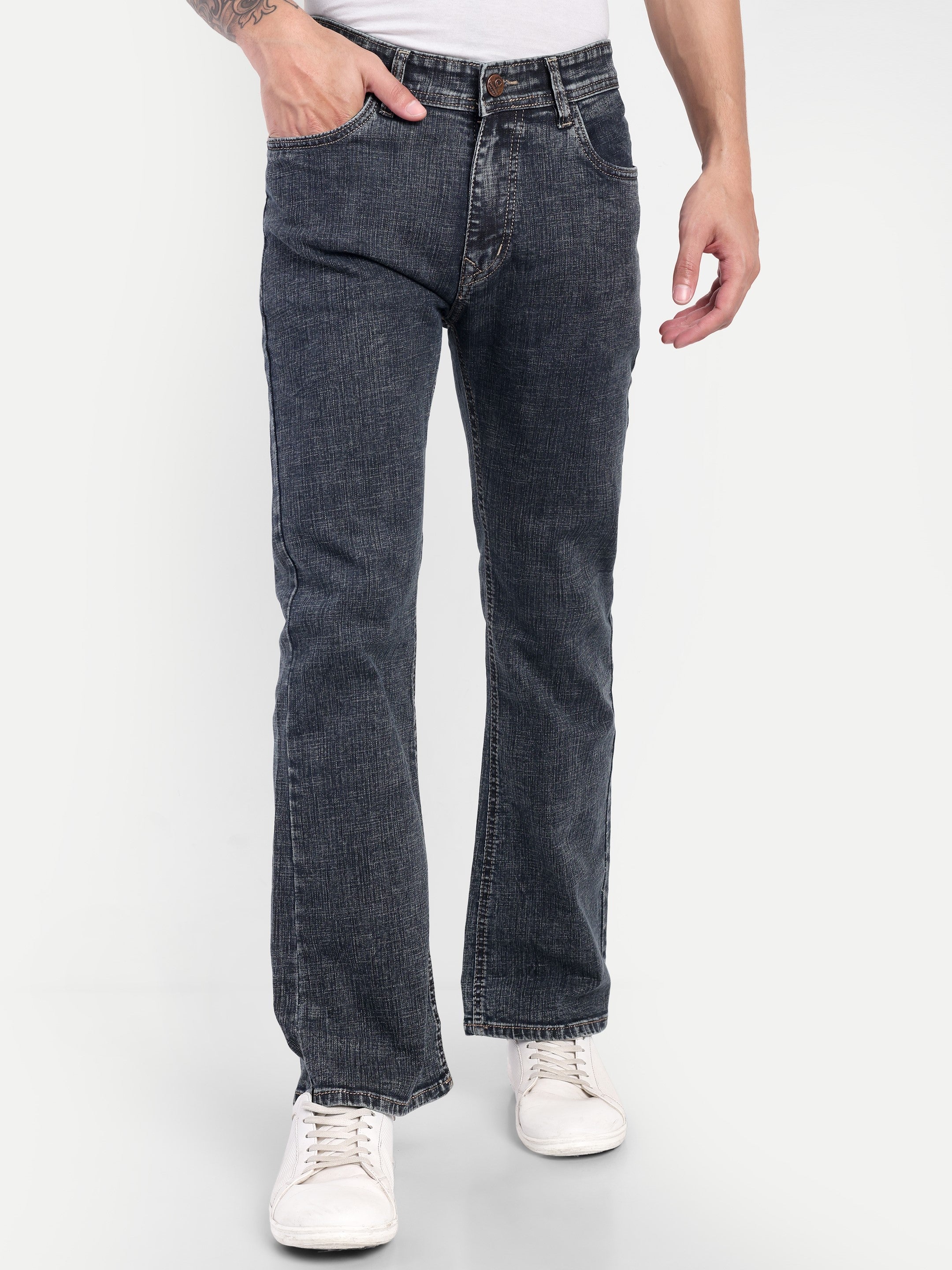 Blue Black Bell Bottom jeans for men