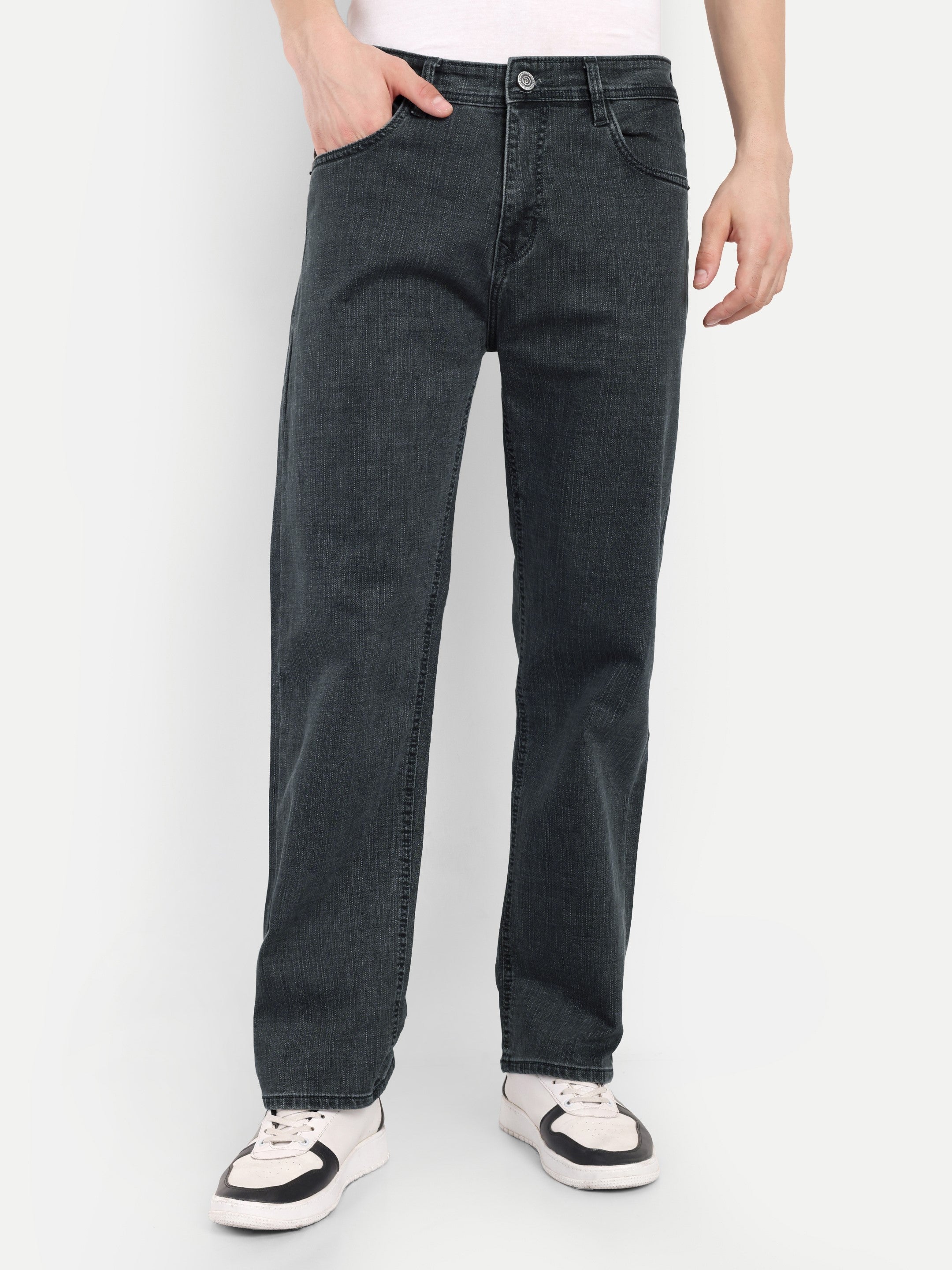 Charcoal grey Men's  Straight Fit Jeans