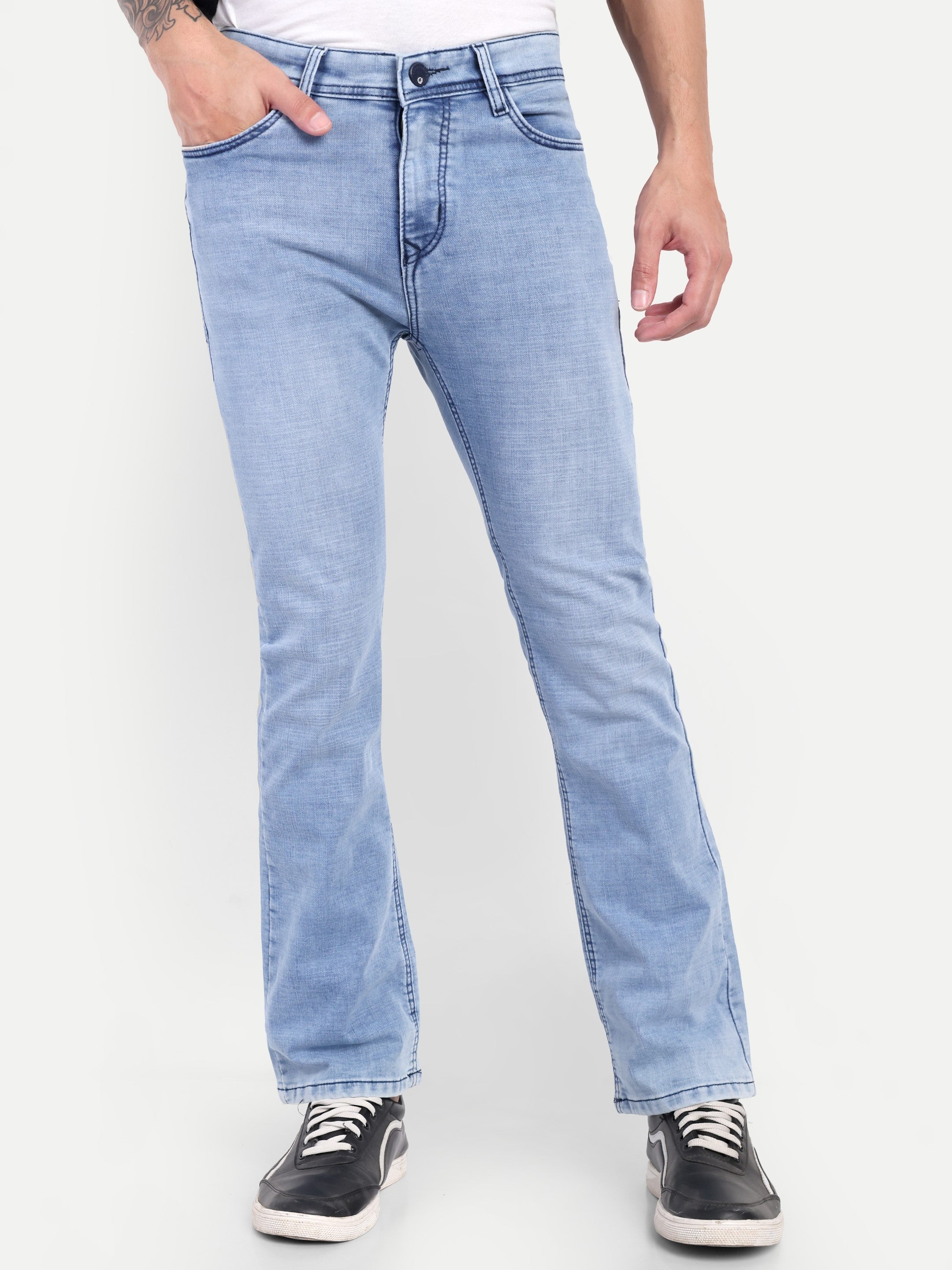 Sky Blue Bell Bottom jeans for men