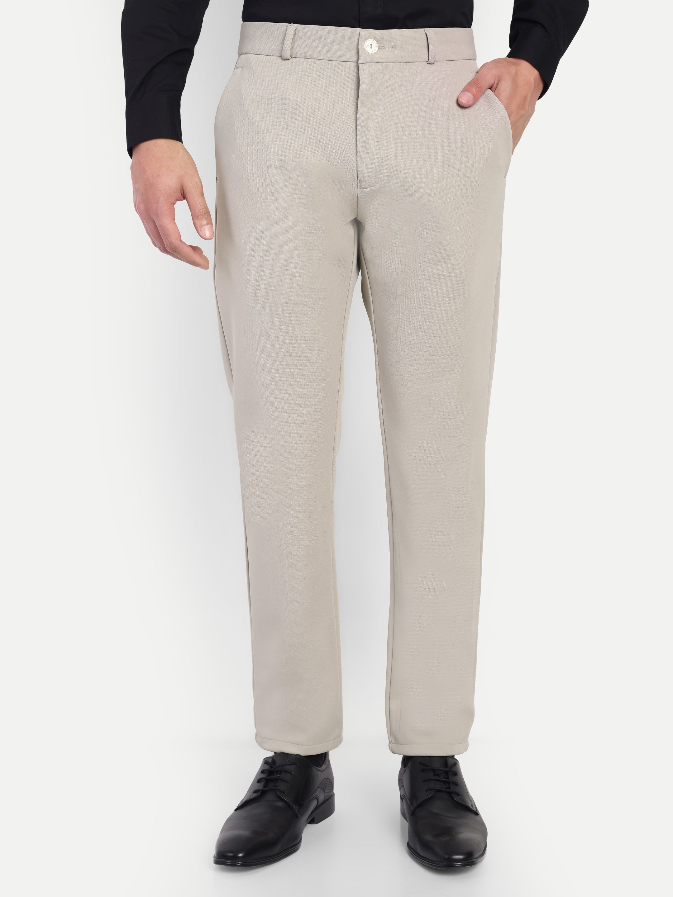 Light Beige Men's 4-way trousers | party wear & Office Wear