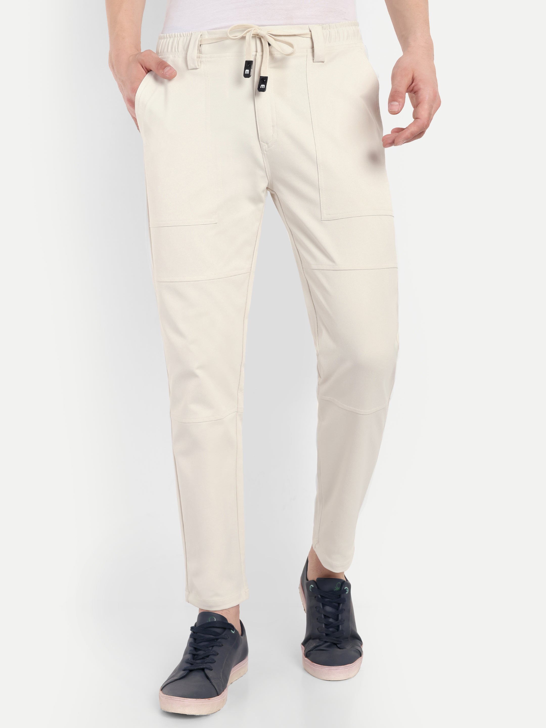 Cream Men's  Stretchable Pant