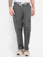 Men’s Grey Utility Cargo Pants with Drawstring Waist