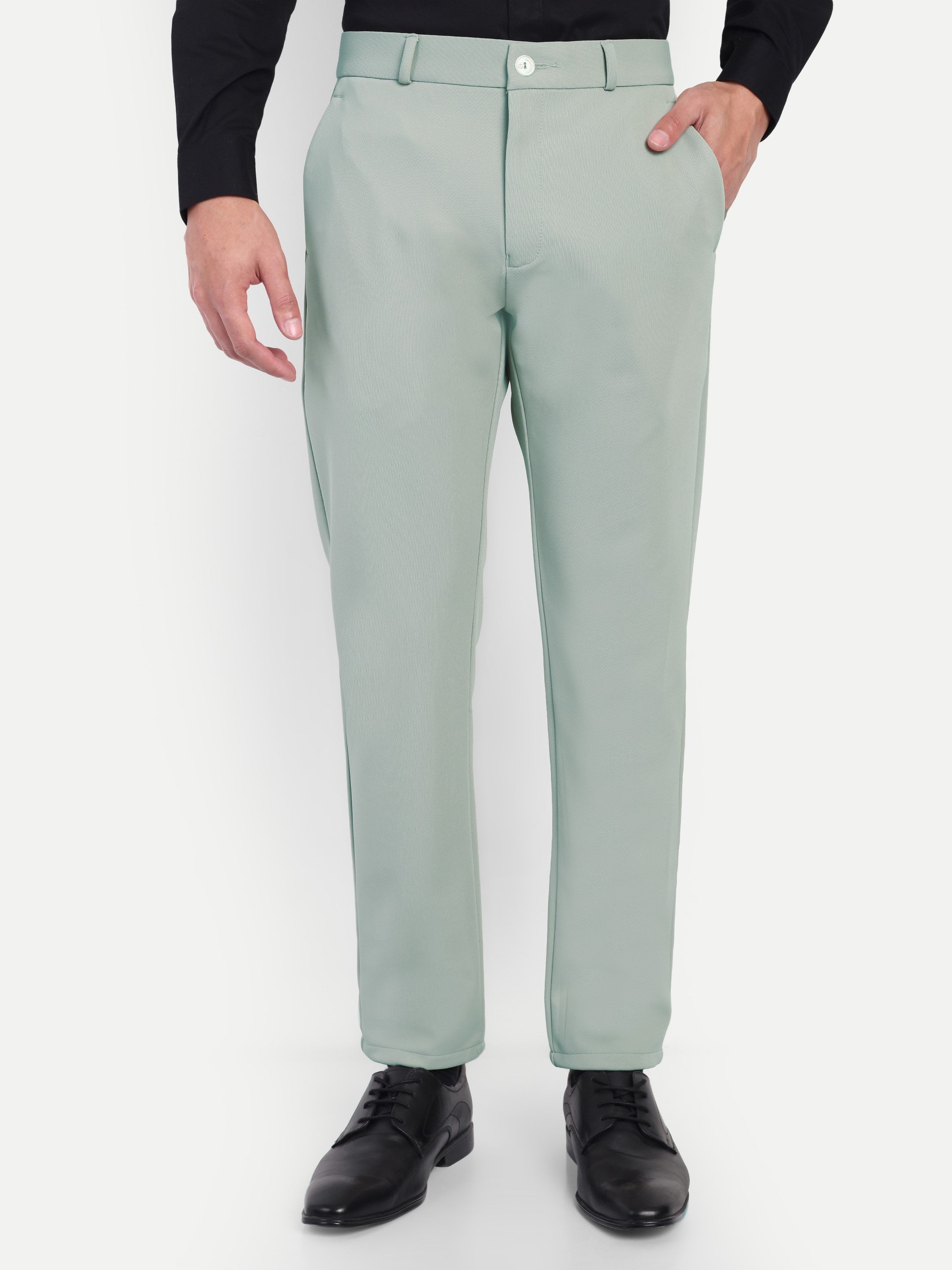 Pastel Green Men's 4-way trousers | party wear & Office Wear