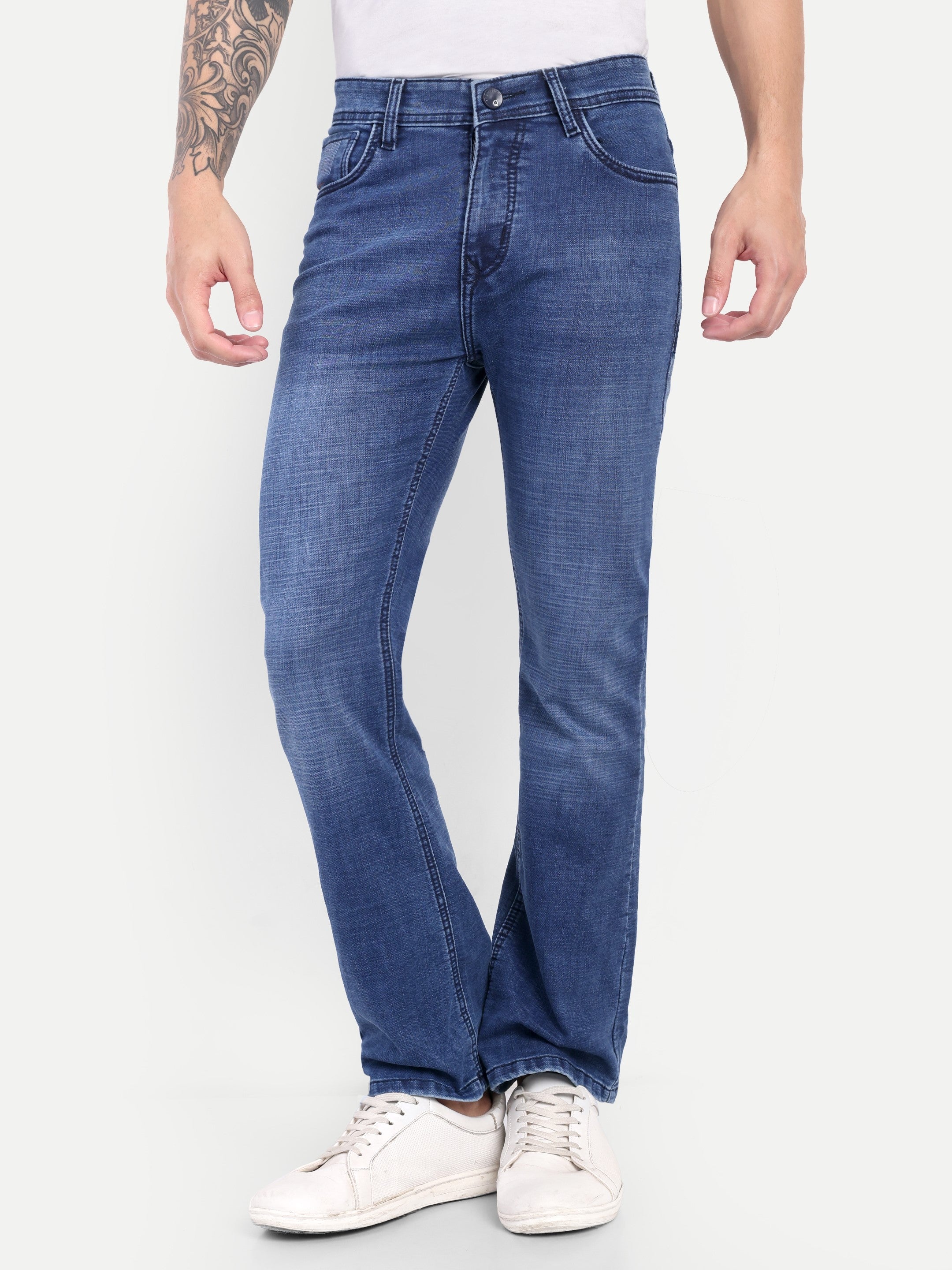 Men's  Deep Blue  Bell Bottom  jeans