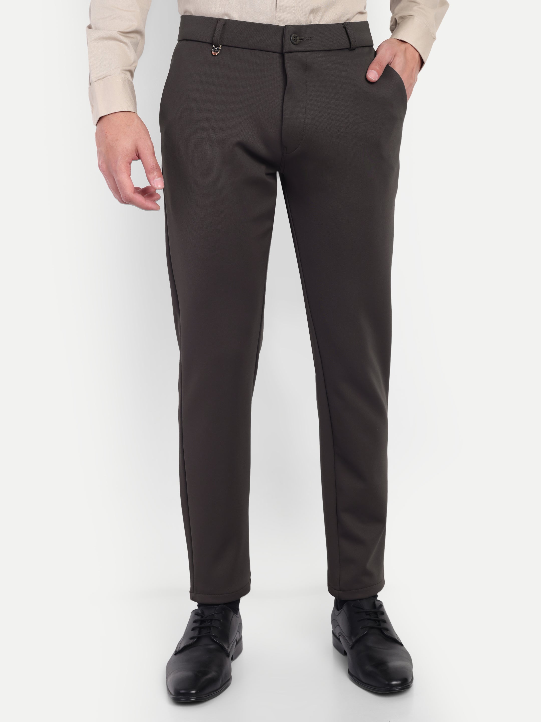 Men’s 4-way Coffee Brown Trousers | Office and Party wear