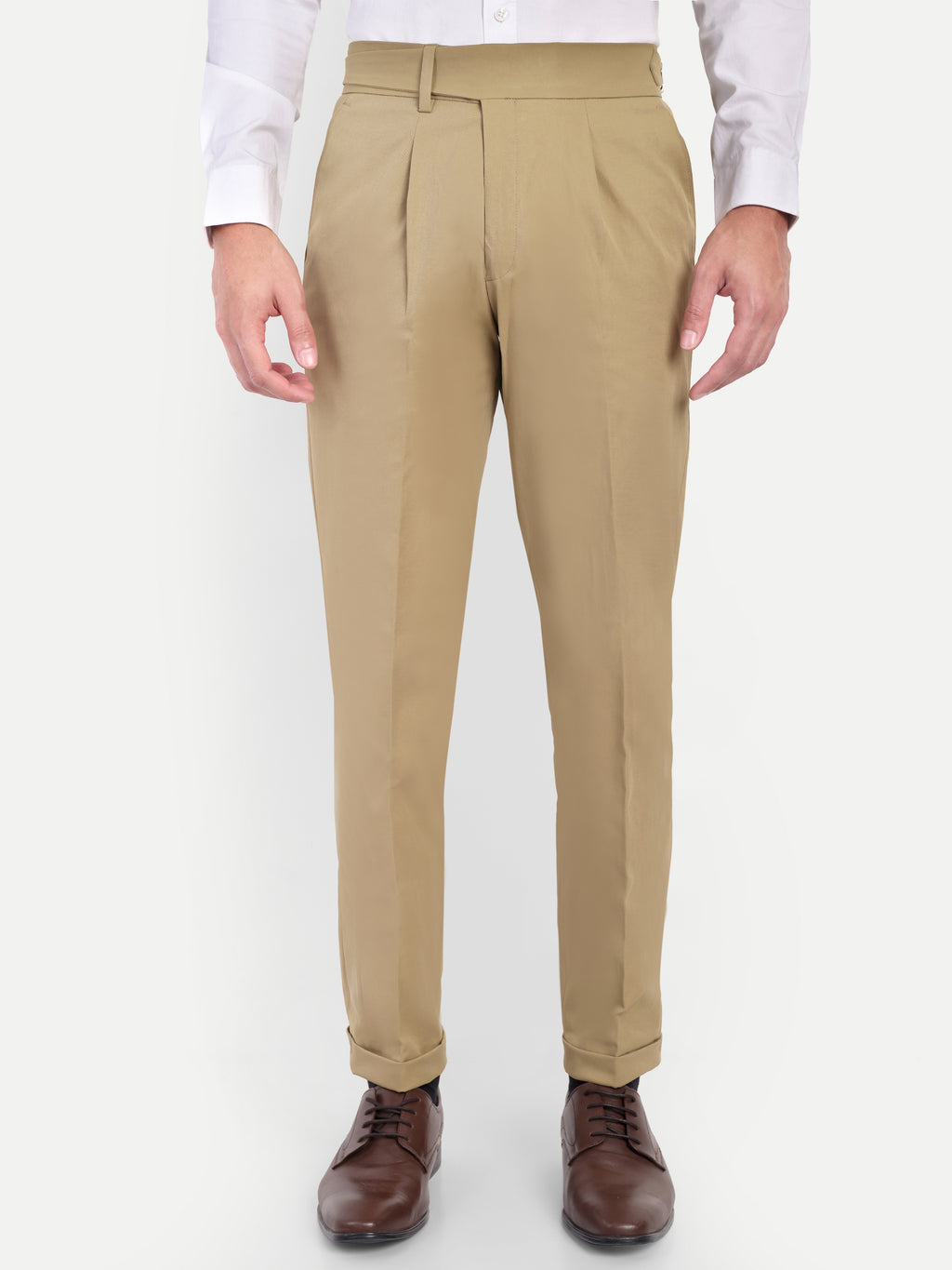 Light Beige Men's Gurkha trousers | Office & Party Wear | Carrot Fit
