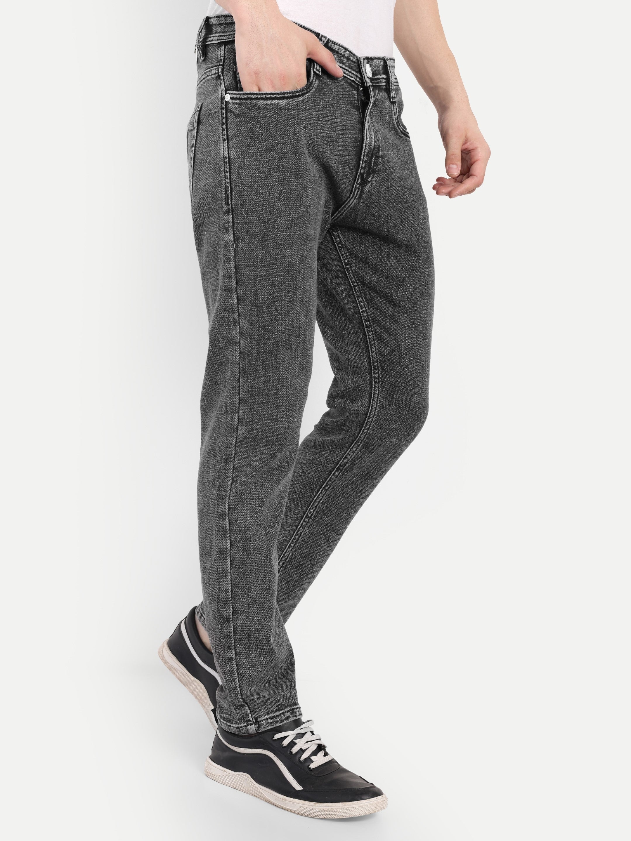 Charcoal Black Men's  Stretchable  Pant