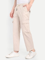 Men’s Off White Utility Cargo Pants with Drawstring Waist