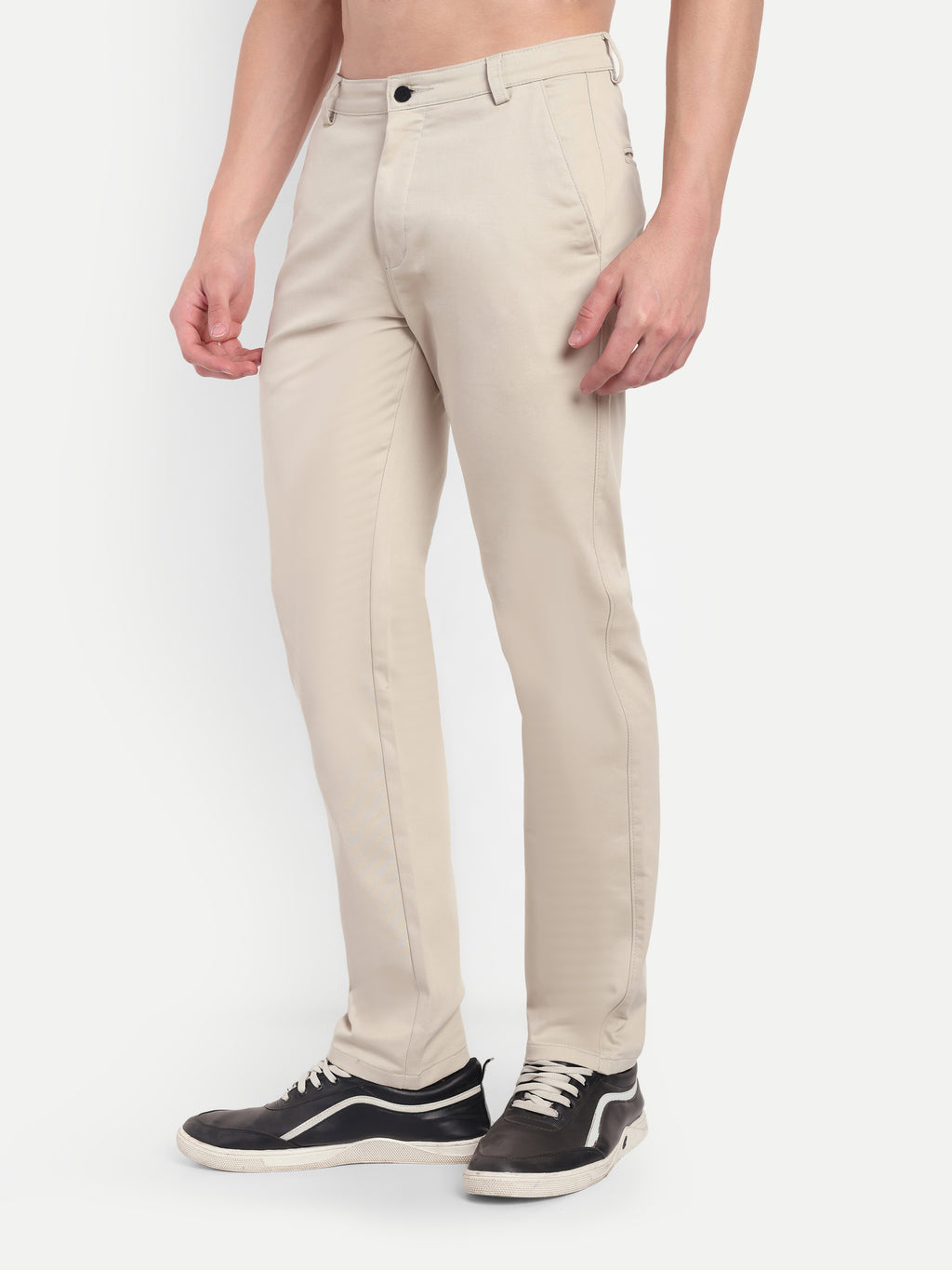 CHEMISTREE Men's Cotton Chinos Pants | 100% Safe Dye | Slim Fit Casual & Office Wear Trousers Bottle Green