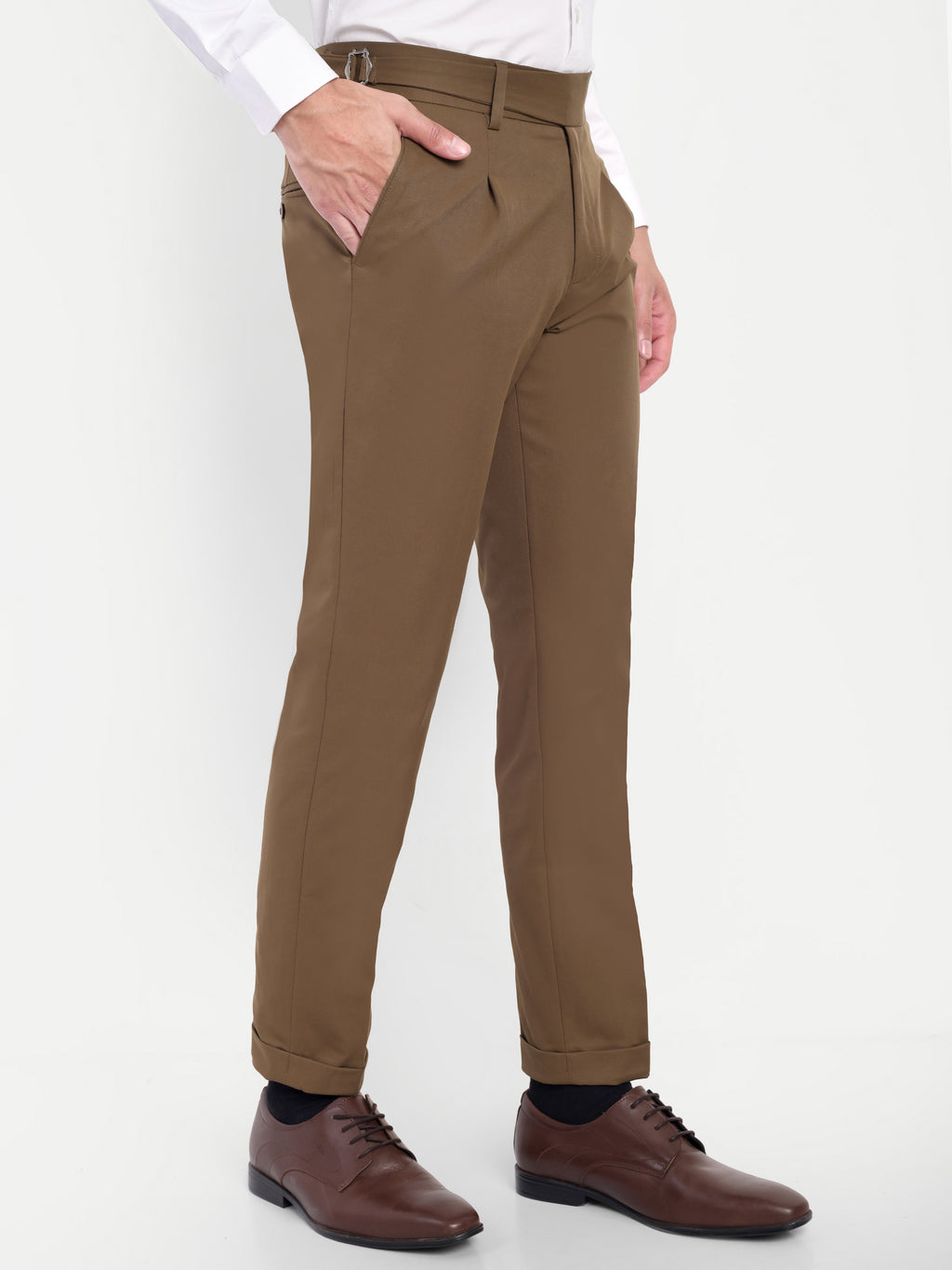 Earth Brown Men's Gurkha trousers| Office & Party Wear | Carrot Fit