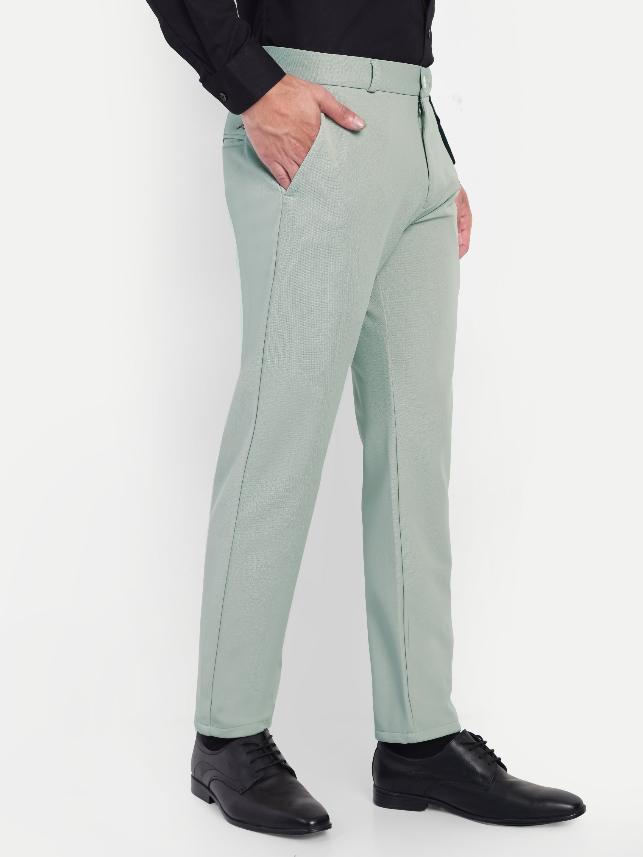 Pastel Green Men's 4-way trousers | party wear & Office Wear