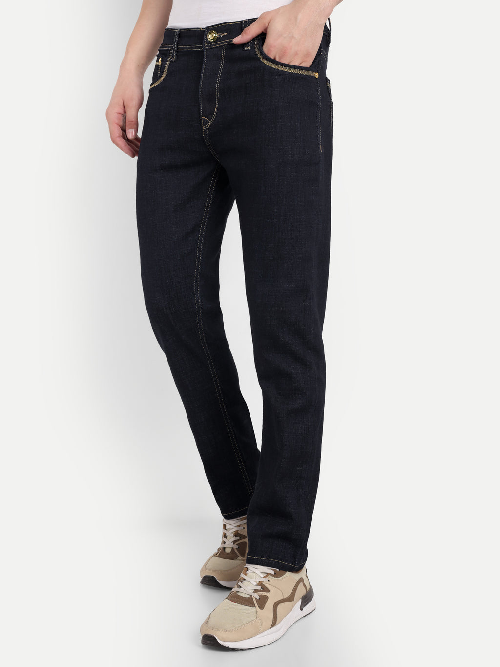 Blue Black Men's  Stretchable  Pant