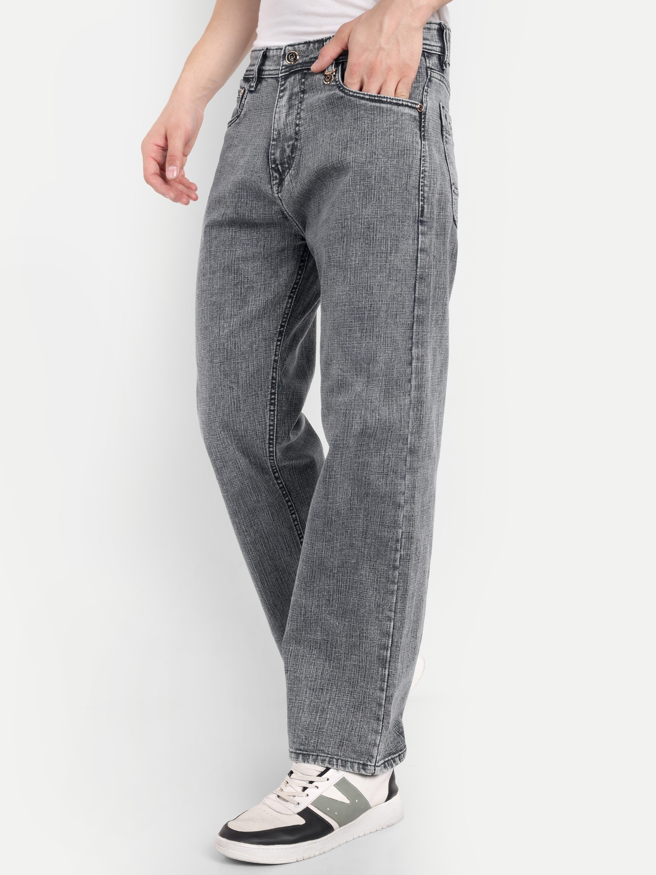 Grey-Black  Regular Straight Trouser