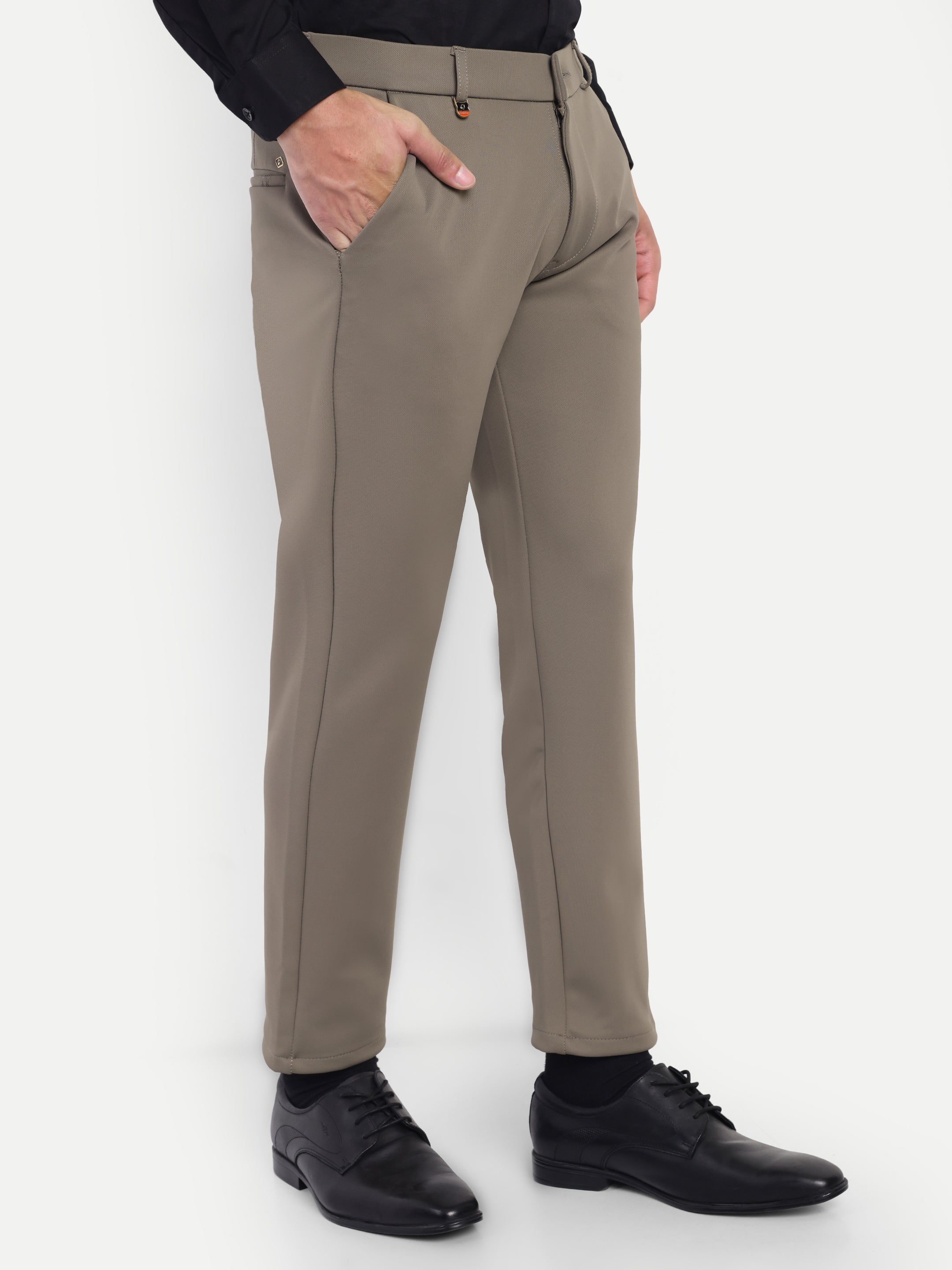 Men’s 4-way Taupe coloured Trousers | Office and Party wear