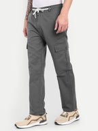 Men’s Grey Utility Cargo Pants with Drawstring Waist