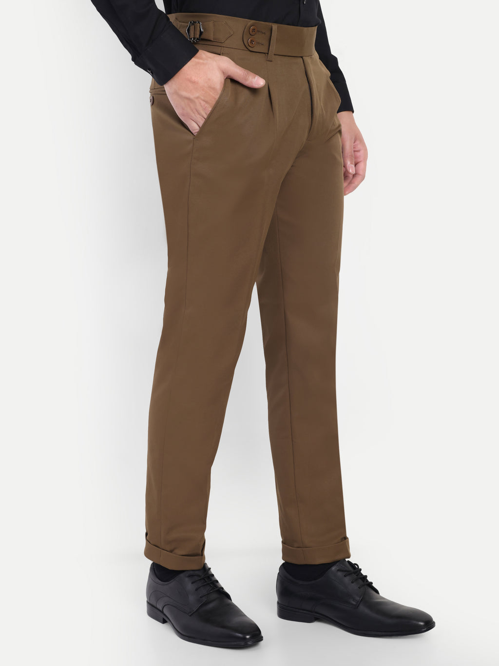 Earth Brown Men's Gurkha trousers | Office & Party Wear | Carrot Fit