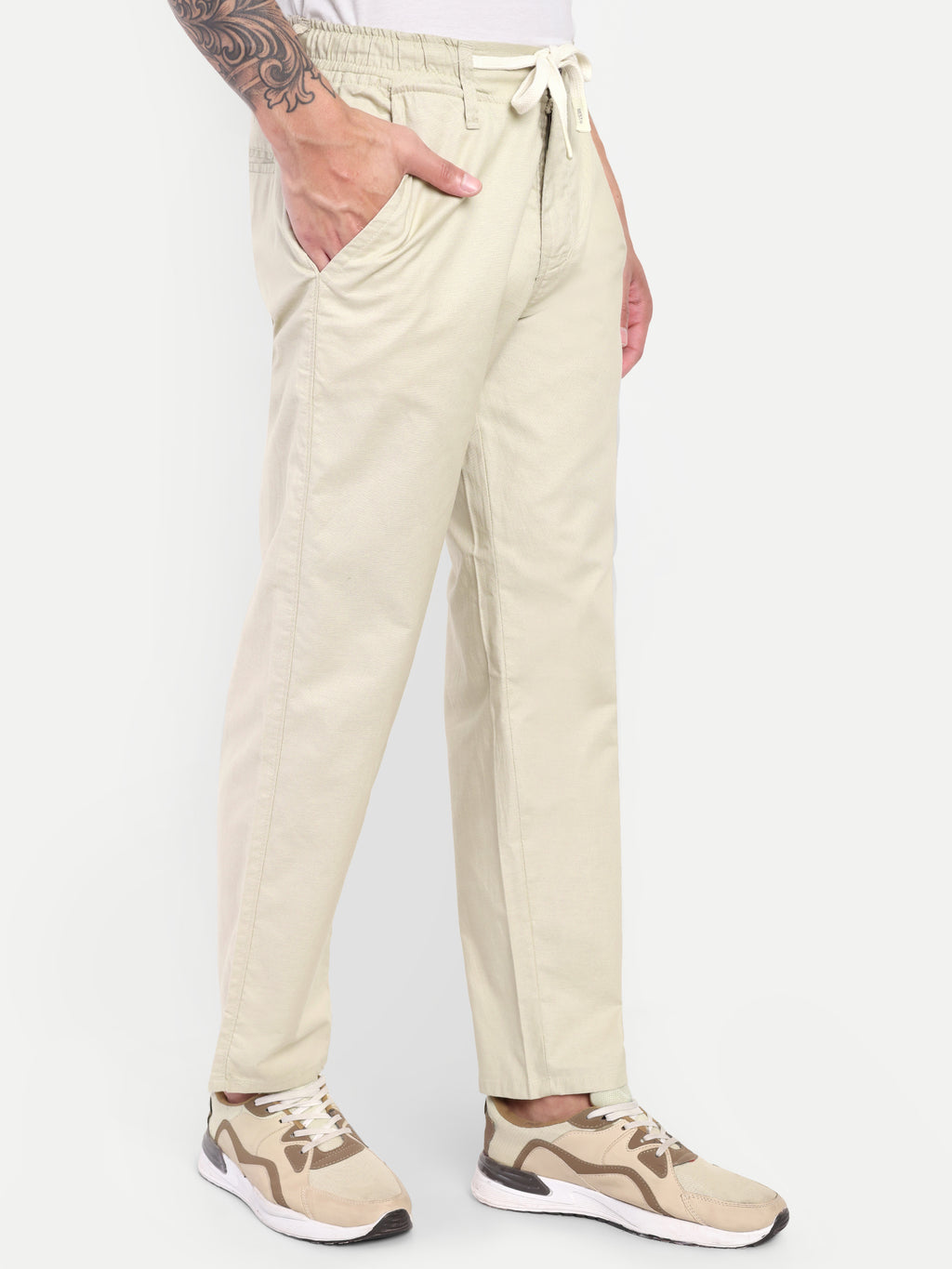 Light Beige Men's Linen Trackpant