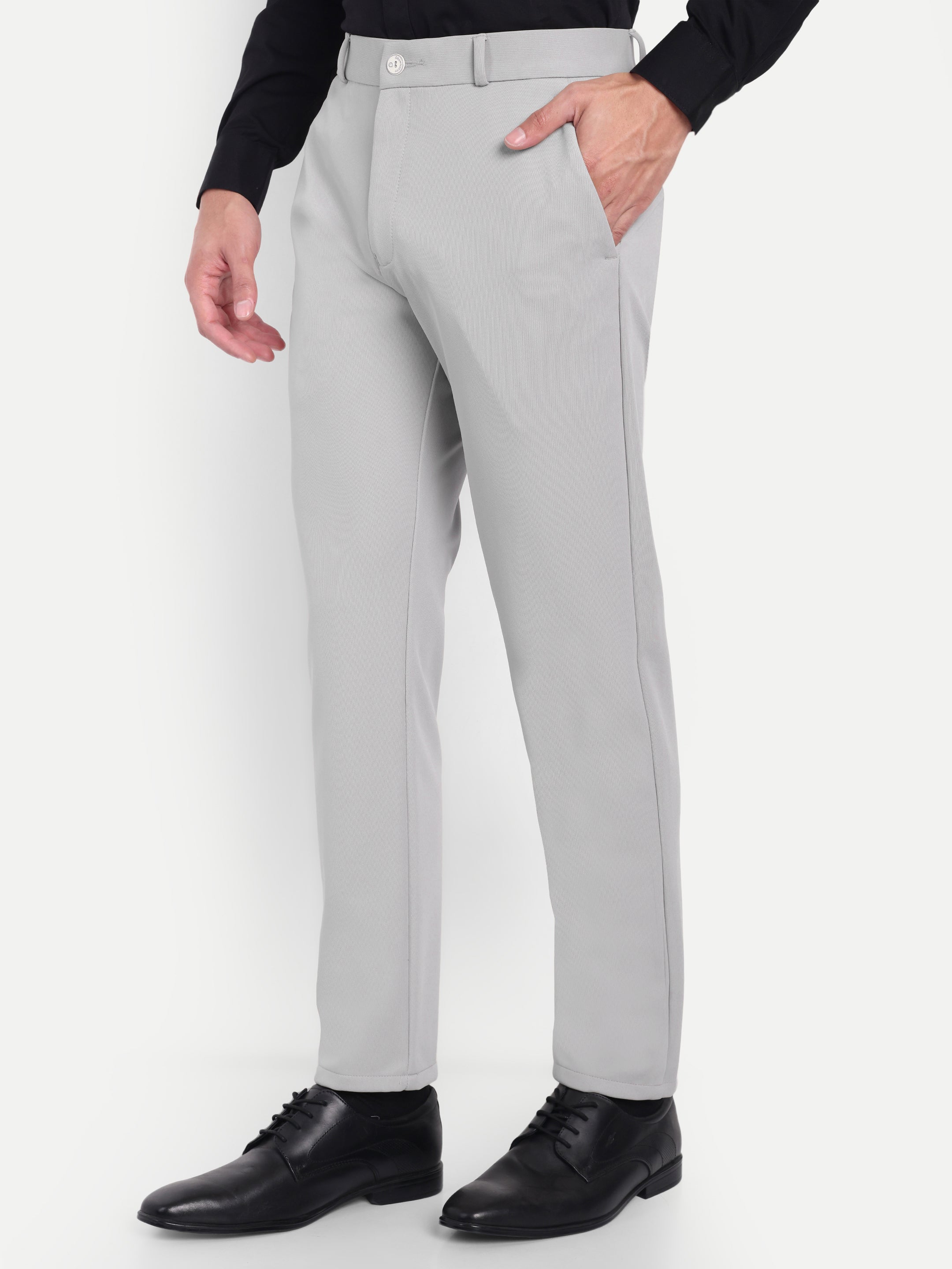 Light grey Mens 4-way trousers| Party wear & Office Wear