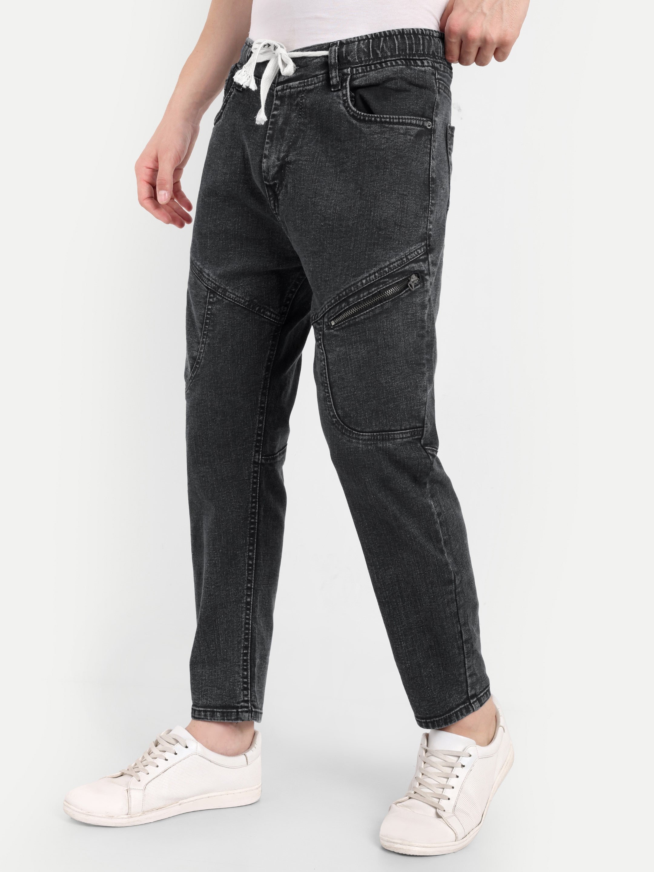 Charcoal Black Men's Surgical Jean | Carrot Fit | 5 pockets + Zipper